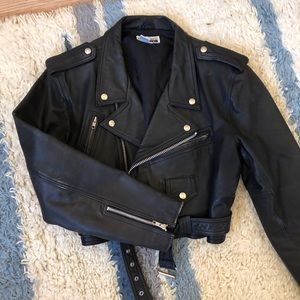 VINTAGE CROPPED LEATHER JACKET 80’s size large
